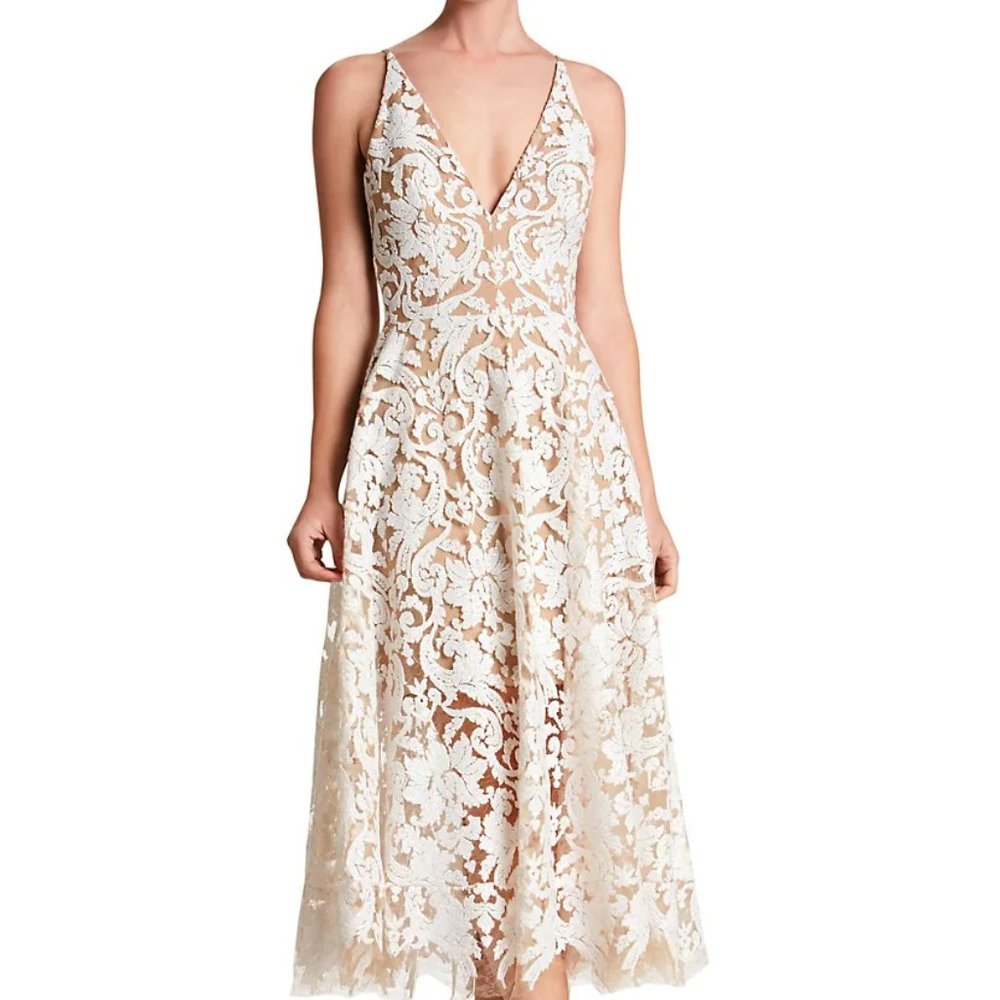 Dress The Population Blair Sleeveless Sequin Lace Midi Dress